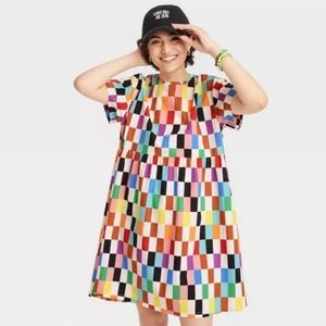 PRIDE - NEW Adult Short Sleeve Checkered Skater Dress Size M